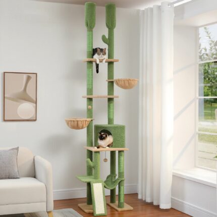 Deckenspanner Kratzbaum für Katzen Kletterbaum Spielplatz mit Sisalstämmen Natürlich und Robust