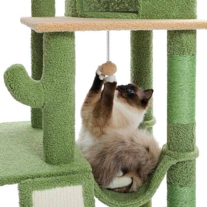 Deckenspanner Kratzbaum für Katzen Kletterbaum Spielplatz mit Sisalstämmen Natürlich und Robust-5
