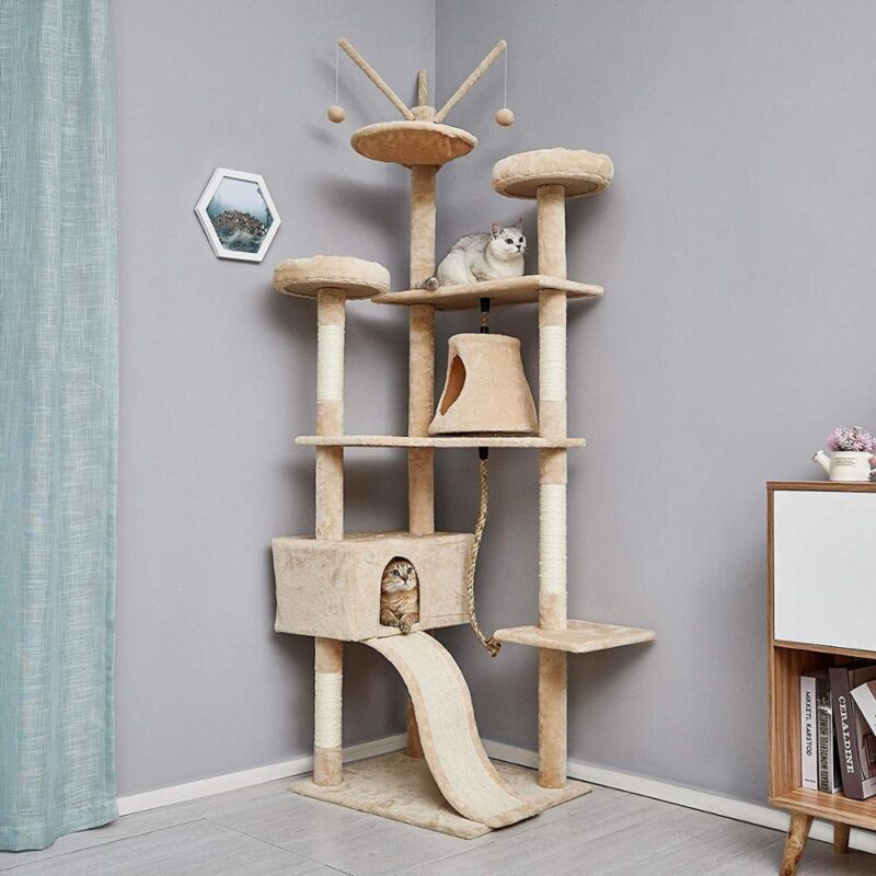 Großer Eck-Kratzbaum bis 2m für Katzen Akrobatik und Spaß