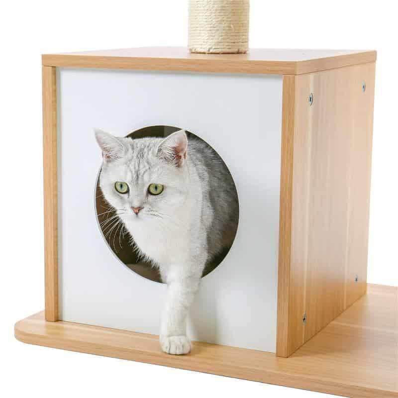 Katzenbaum aus Holz - Kratzbaum mit Liegeflächen & Sisalstämmen-2