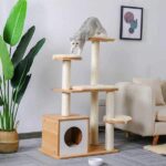Katzenbaum aus Holz - Kratzbaum mit Liegeflächen & Sisalstämmen-3