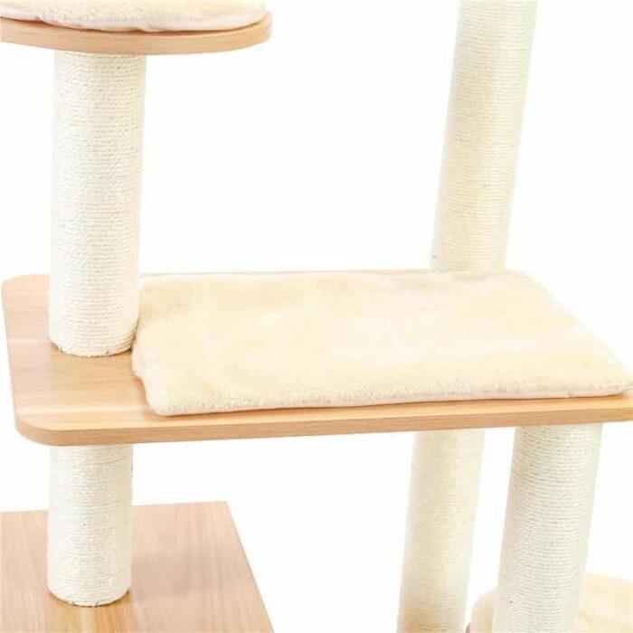 Katzenbaum aus Holz - Kratzbaum mit Liegeflächen & Sisalstämmen-7