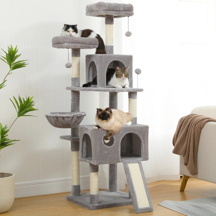 Katzenbaum mit Mehreren Höhlen Kratzbaum für Große Katzen-2