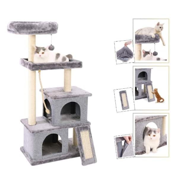 Katzenkratzbaum 130cm: Großes Kletterparadies für neugierige Katzen – robust, stabil & langlebig-2