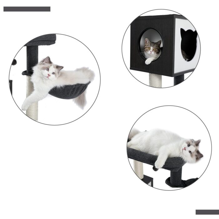 Katzenkratzbaum 150cm Höhe - Stabiler Kletterbaum für Katzen mit Schlafplätzen-3