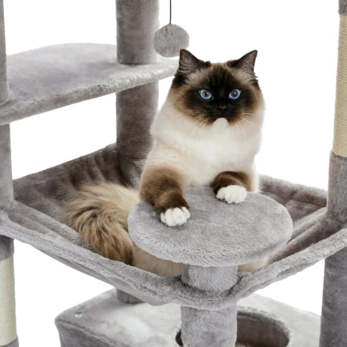 Katzenkratzbaum Groß - Spielparadies für Katzen mit vielen Ebenen zum Klettern und Toben-6