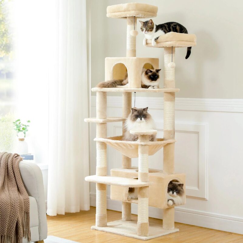 Katzenkratzbaum Groß - Spielparadies für Katzen mit vielen Ebenen zum Klettern und Toben
