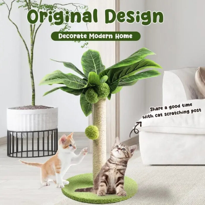 Katzenkratzbaum in Palmenform Kleiner Kletterbaum für Katzen mit Sisalstämmen und Liegeflächen-3