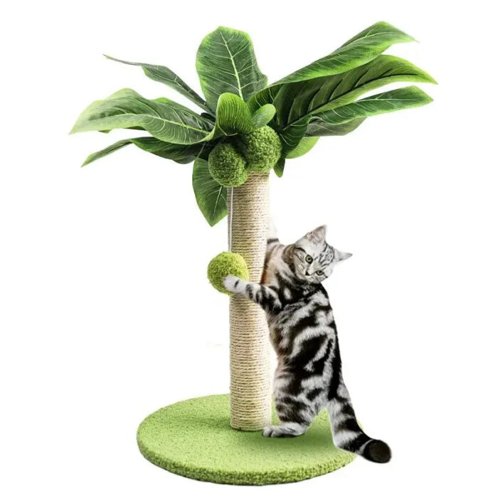 Katzenkratzbaum in Palmenform Kleiner Kletterbaum für Katzen mit Sisalstämmen und Liegeflächen