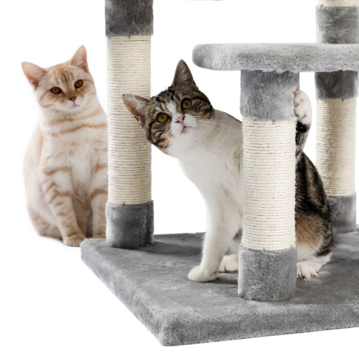 Katzenkratzbaum mit großer Plattform, 140cm Höhe – Stabil und stilvoll-4