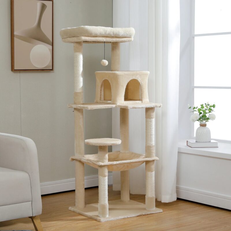 Katzenkratzbaum mit Hängematte Kletterbaum Spielplatz für Katzenmöbel mit Sisalstämmen-2