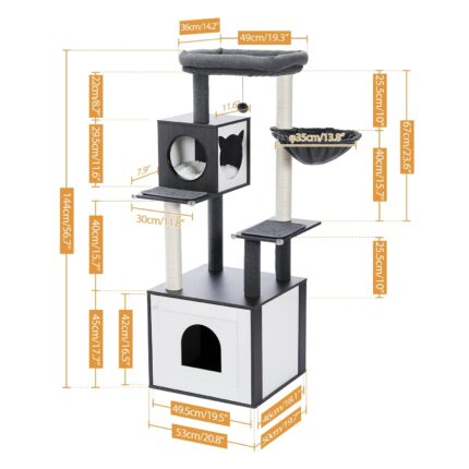 Katzenkratzbaum mit integrierter Katzentoilette: Multifunktionaler Spielplatz & ruhiger Rückzugsort für Ihre Katze-2