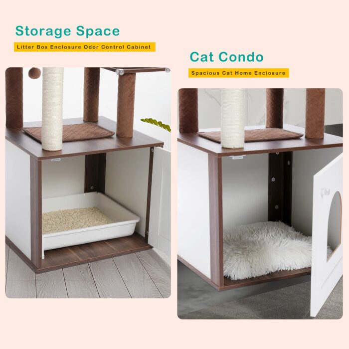 Katzenkratzbaum mit integrierter Katzentoilette: Multifunktionaler Spielplatz & ruhiger Rückzugsort für Ihre Katze-3