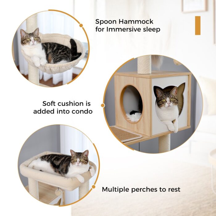Katzenkratzbaum mit integrierter Katzentoilette: Multifunktionaler Spielplatz & ruhiger Rückzugsort für Ihre Katze-7