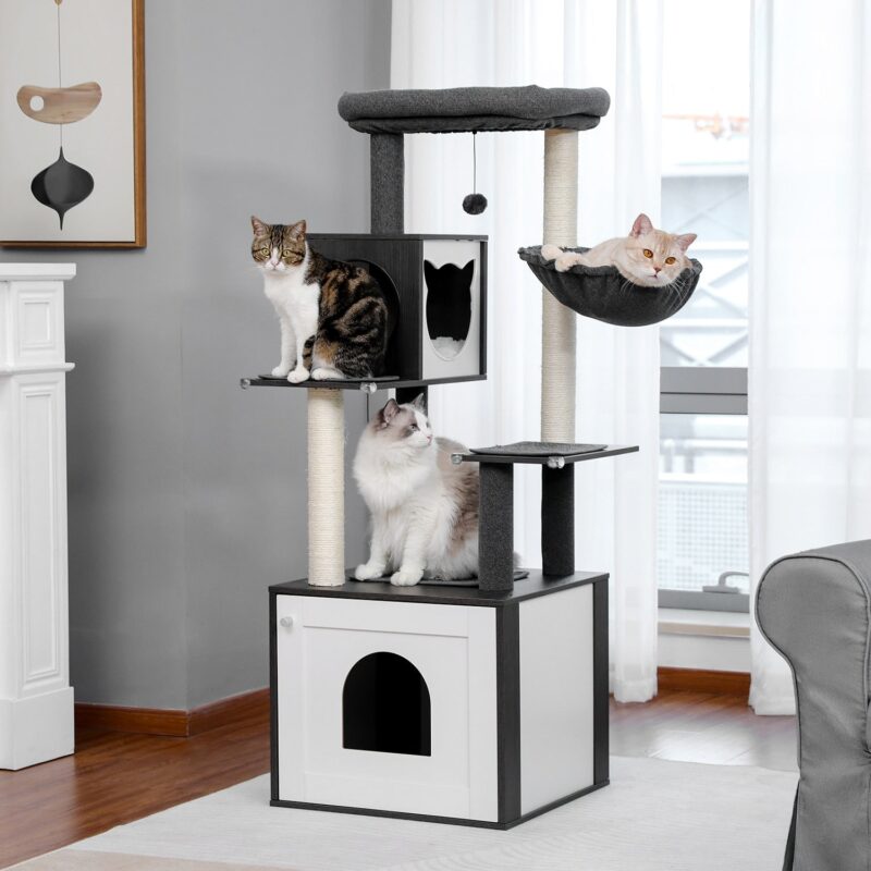 Katzenkratzbaum mit integrierter Katzentoilette: Multifunktionaler Spielplatz & ruhiger Rückzugsort für Ihre Katze