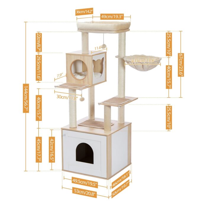 Katzenkratzbaum mit integrierter Katzentoilette: Multifunktionaler Spielplatz & ruhiger Rückzugsort für Ihre Katze-9
