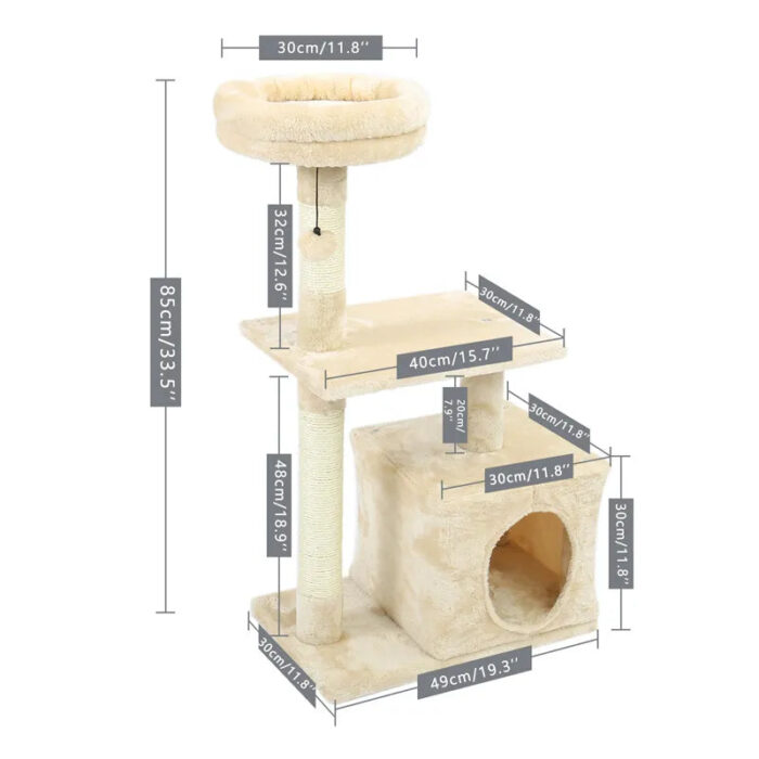 Katzenkratzbaum mit Kratzfläche für Wohnungskatzen zum Klettern, Spielen und Krallenwetzen-6