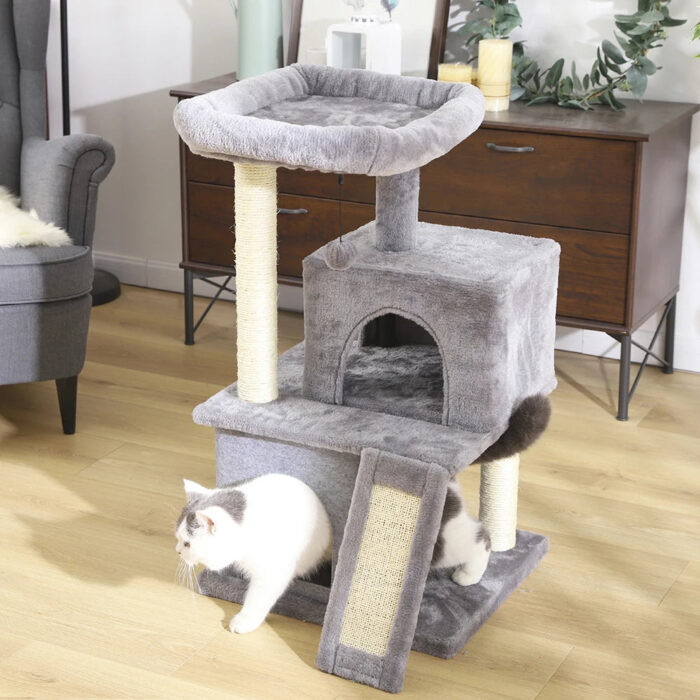 Katzenkratzbaum mit mehreren Ebenen, Spielzeug und Kratzfläche für Wohnungskatzen-11