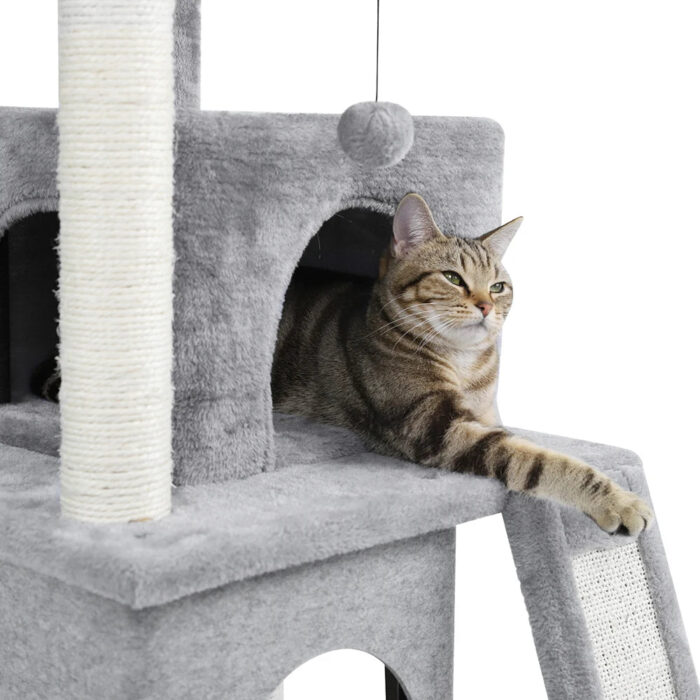 Katzenkratzbaum mit mehreren Ebenen, Spielzeug und Kratzfläche für Wohnungskatzen-12