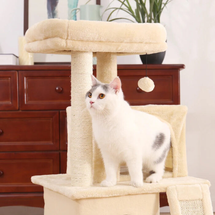Katzenkratzbaum mit mehreren Ebenen, Spielzeug und Kratzfläche für Wohnungskatzen-17