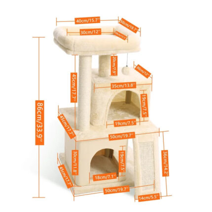 Katzenkratzbaum mit mehreren Ebenen, Spielzeug und Kratzfläche für Wohnungskatzen-2