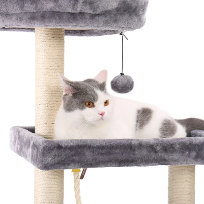 Katzenkratzbaum mit mehreren Ebenen, Spielzeug und Kratzfläche für Wohnungskatzen-6