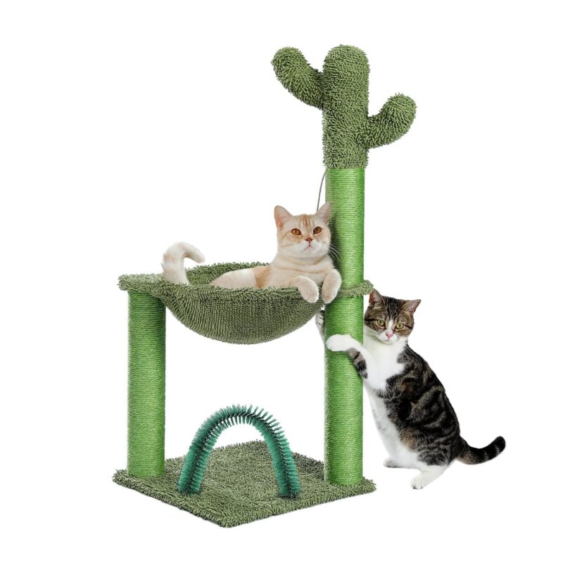 Katzenkratzbaum mit Sisalstamm und robustem Plüschbezug für spielende Katzen und Kätzchen-2