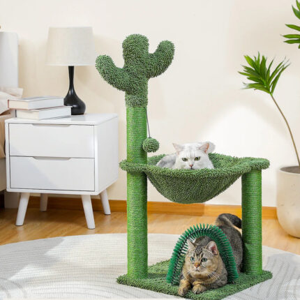 Katzenkratzbaum mit Sisalstamm und robustem Plüschbezug für spielende Katzen und Kätzchen