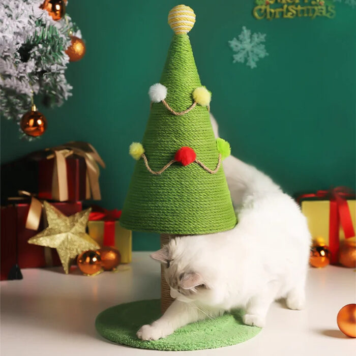 Katzenkratzbaum Weihnachtsbaum Stil mit Kratzfläche für Katzen zum Spielen und Klettern-3