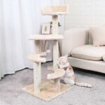 Kratzbaum 100cm Katzenmöbel Kletterbaum Spielplatz für Katzen mit Schlafplatz-5