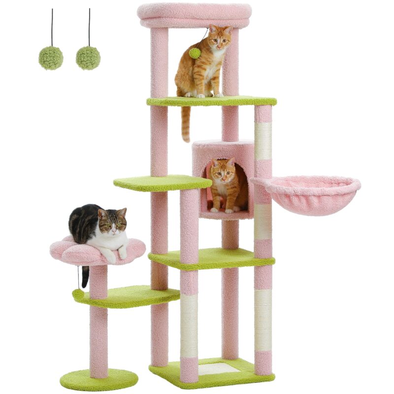 Kratzbaum Blume Design 150cm - Katzenmöbel für Spiel und Komfort-2