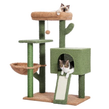 Kratzbaum Kaktus Design mit Sisalstamm für Katzen zum Krallenwetzen und Spielen