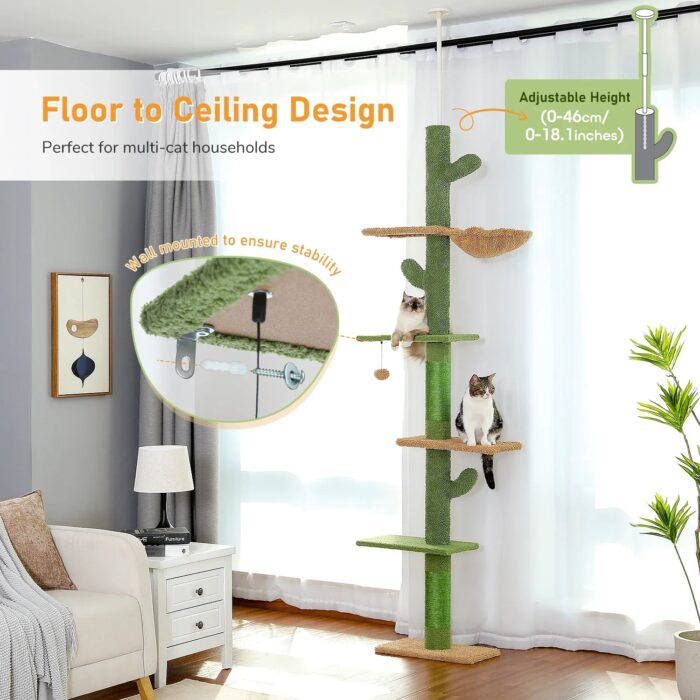 Kratzbaum Kaktusdesign Kletterbaum Katzenmöbel für aktive und verspielte Katzen-3
