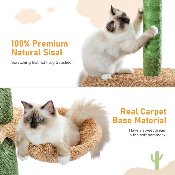 Kratzbaum Kaktusdesign Kletterbaum Katzenmöbel für aktive und verspielte Katzen-4
