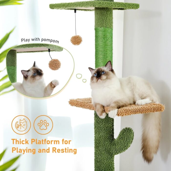 Kratzbaum Kaktusdesign Kletterbaum Katzenmöbel für aktive und verspielte Katzen-5
