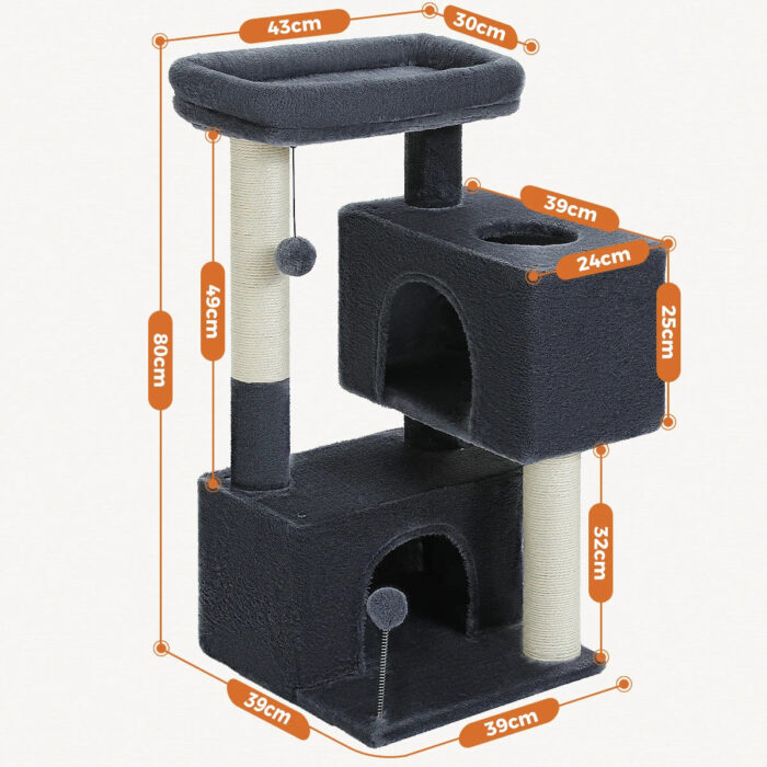 Kratzbaum mit 2 Höhlen - Robuste Katzenkletterstruktur für verspielte Katzen-4