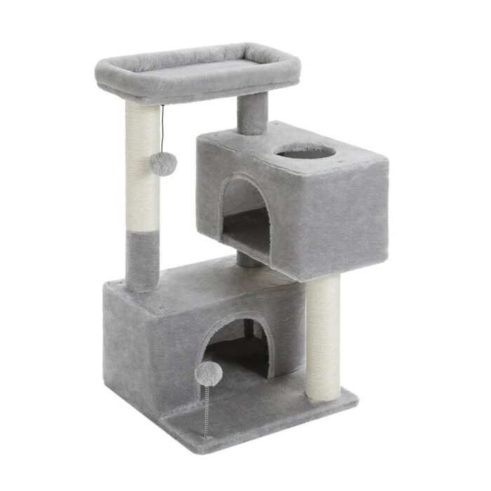 Kratzbaum mit 2 Höhlen - Robuste Katzenkletterstruktur für verspielte Katzen-6