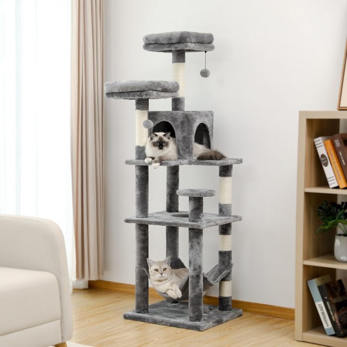 Robuster Katzenkratzbaum 150cm für glückliche Katzen und viel Spaß-4
