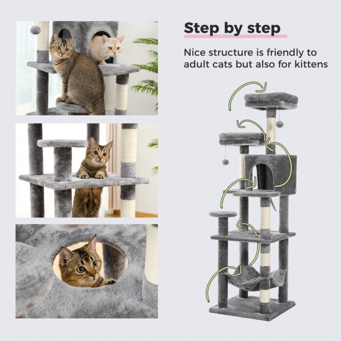 Robuster Katzenkratzbaum 150cm für glückliche Katzen und viel Spaß-7